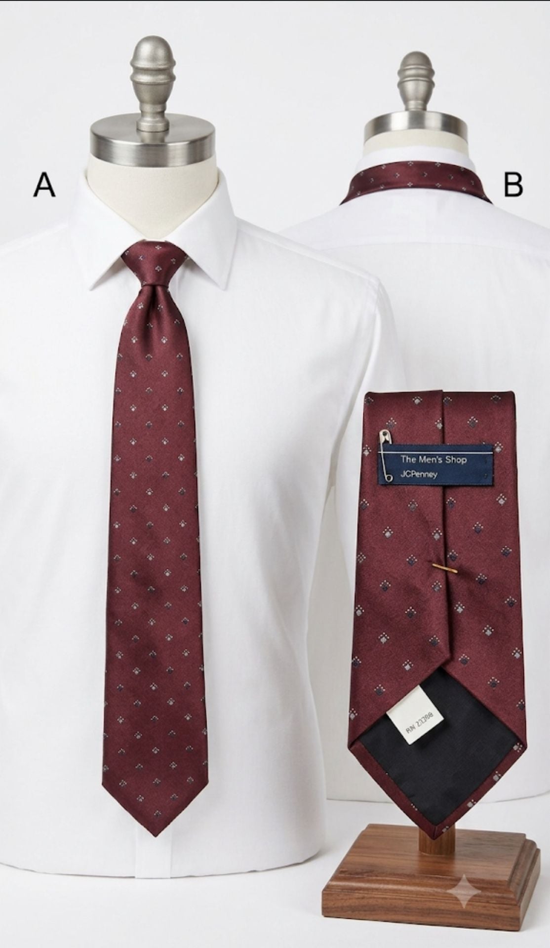 The Men's Shop Jcpenney Burgundy Geometric Pattern Necktie